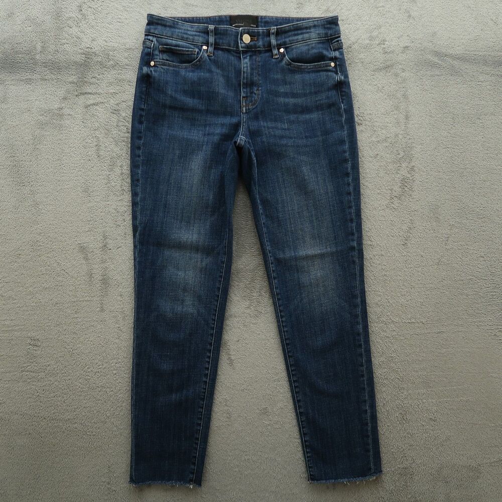 WHBM Jeans Women's Size 2 Blue Mid-Rise Girlfriend Denim 28" Inseam Stretch